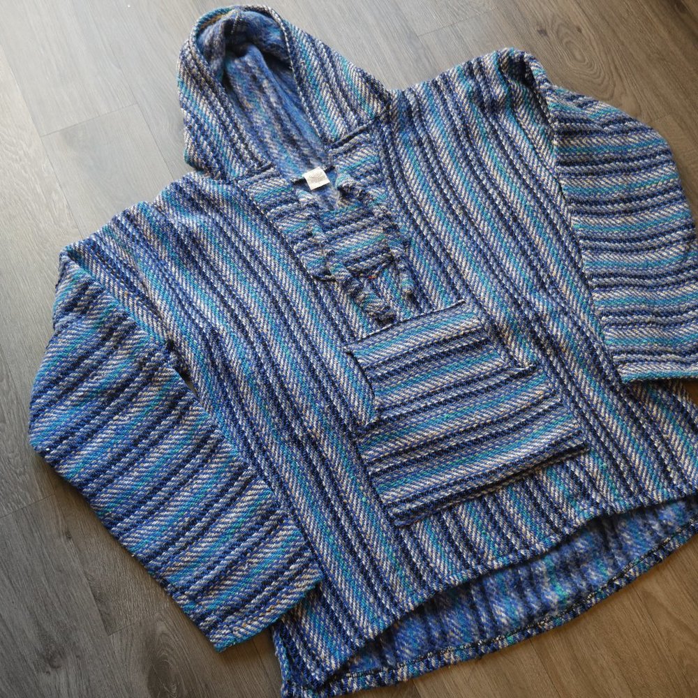 Mens Blue baja Surf hoodie